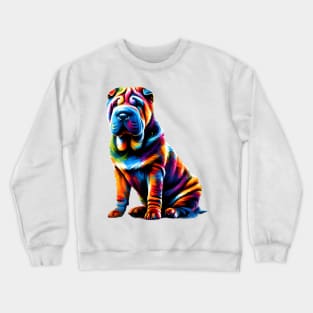 Vibrant Abstract Chinese Shar-Pei Artistic Portrait Crewneck Sweatshirt